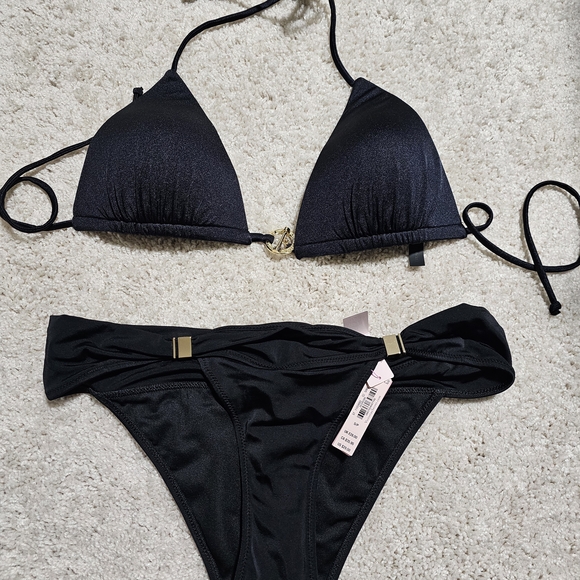 Victoria's Secret Other - Victoria Secret Black Bikini Set Size Small Bottoms NEW & top Size Medium